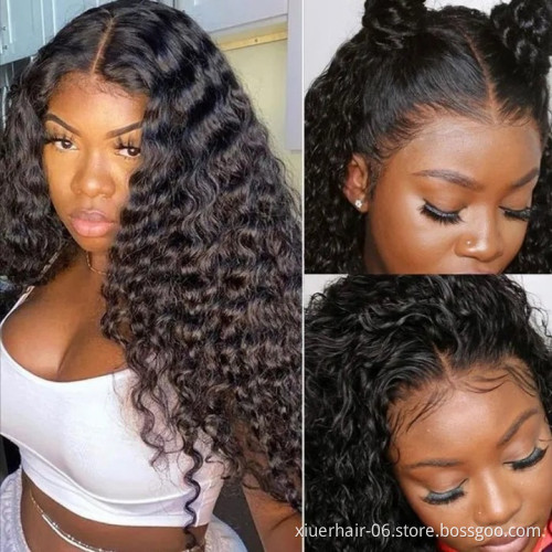 Cheap Whosale Hd Transparent Full Lace Front Wig Raw Brazilian Deep Wave Virgin Human Hair Lace Frontal Wig Vendor